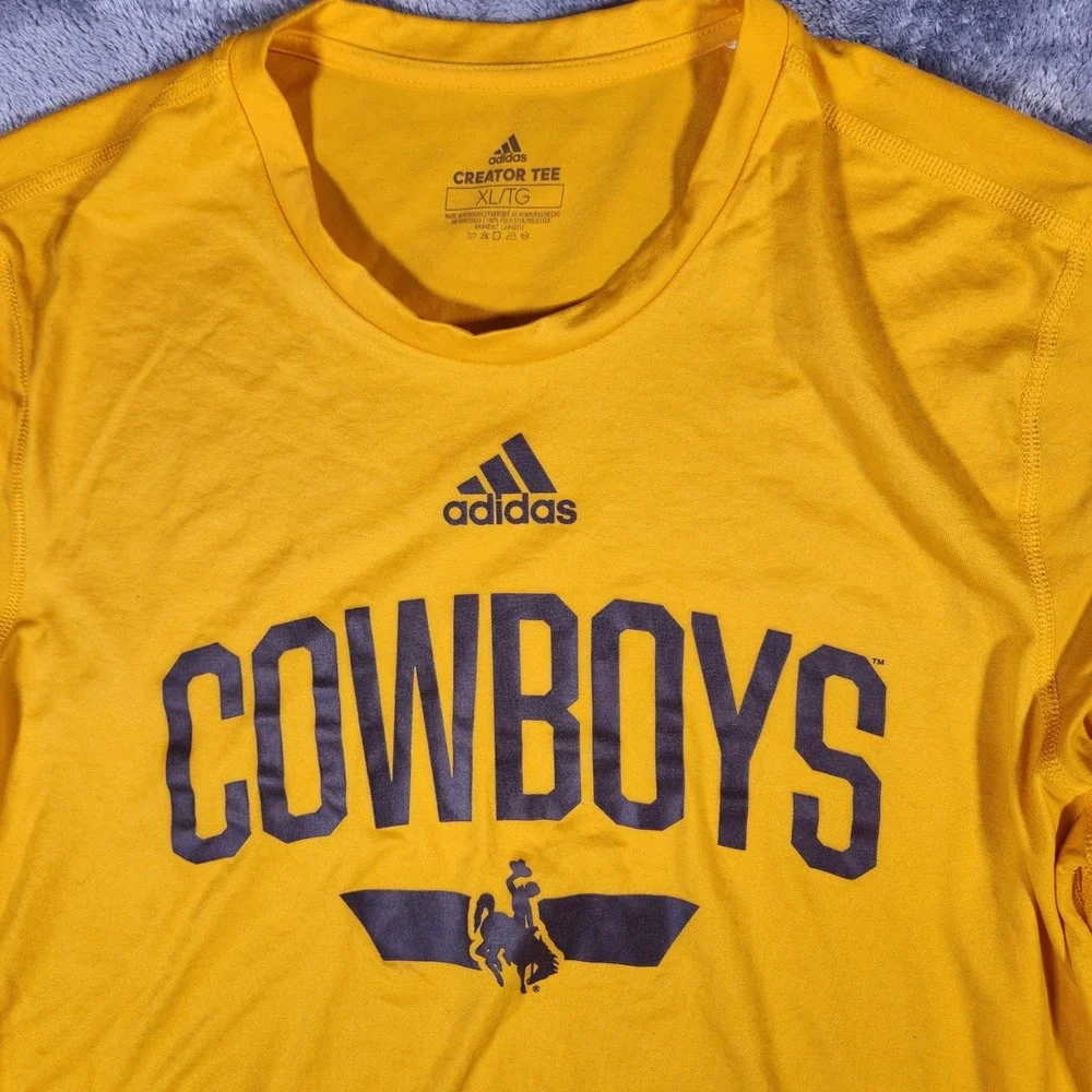 Adidas Wyoming Cowboys Shirt Mens XL Gold Excellent Long Sleeve Creator Tee
